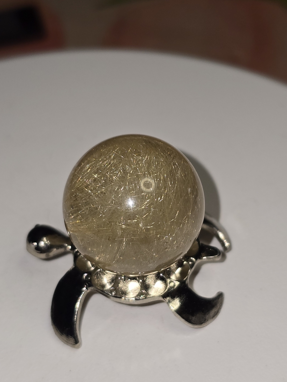 Gold Rutilated Quartz Crystal Sphere - Picture 4 of 6